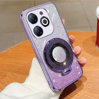 Кольцо-держатель, блестящая съемная блестящая наклейка, хромированный чехол из ТПУ с подставкой для Infinix Smart 8 7 6 Smart 5 2020 Infinix Smart 5 2020 чёрный