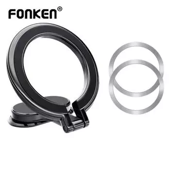Кольцо-держатель для телефона Fonken для приборной панели автомобиля, крепление MagSafe для iPhone 14 13 12 Pro Max Mini MagSafe, складной автомобильный кронштейн Rotate Model чёрный