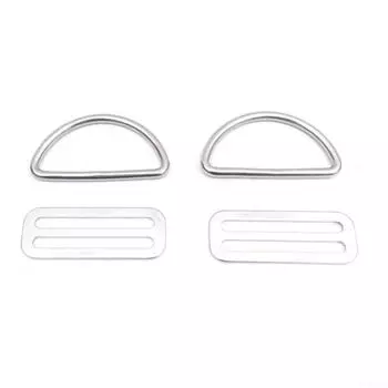 Кольцо-держатель ремня D-образное, легкое, серебристое, нержавеющая сталь 1 pair