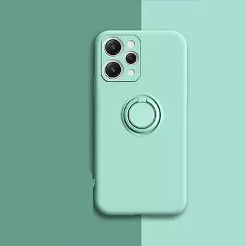 Кольцо-держатель, жидкий силиконовый мягкий чехол-подставка для телефона для Redmi Note 12 4G 5G Note 12 Pro + 5G RedMi Note 12 Pro+ чёрный