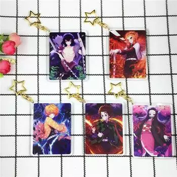 Кольцо для автомобиля, сумка для ключей, украшение для ключей, аксессуар, подарок, аниме, подарки, кулон, аниме-игры, Demon Slayer, персонаж из мультфильма, акриловый брелок, металл 8cm