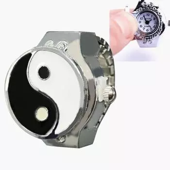 Кольцо для часов на палец, эластичный круглый циферблат, повседневный индивидуальный подарок с гравировкой для мужчин и женщин в стиле ретро