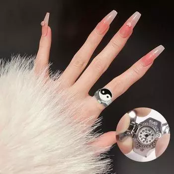 Кольцо для часов на палец, эластичный круглый циферблат, повседневный индивидуальный подарок с гравировкой для мужчин и женщин в стиле ретро