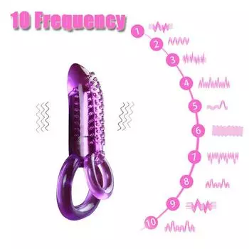 Кольцо для члена Вибратор Мужской пенис Секс-игрушки Вибрационный стимулятор клитора для пар Женщины Целомудрие Клетка Мастурбатор Эротические принадлежности Double Ring