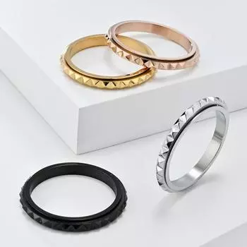 Кольцо для декомпрессии с вращающейся решеткой из бриллиантов шириной 3 мм для мужчин и женщин, модное черное титановое ювелирное изделие, унисекс, парные кольца для девочек, одно кольцо-хвост 5#