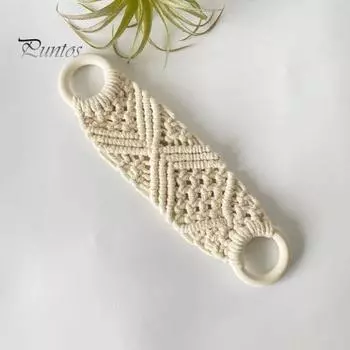 Кольцо для держателя полотенца в стиле бохо макраме, держатель для кухонного полотенца, вязанный крючком вручную, деревянный круг, держатель для кухонного полотенца, украшение для кухни и ванной комнаты