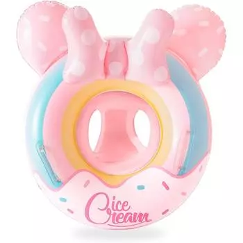 Кольцо для детского плавания, розовое приспособление для плавания, тренажер для плавания из ПВХ с сиденьем для плавания и прозрачной ручкой, дети от 0 до 48 месяцев для бассейна 60*26cm розовый