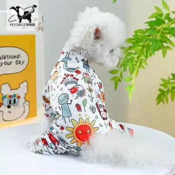 Кольцо для домашних животных, одежда для собак и кошек, тонкие удобные мягкие пижамы с цветами для домашних животных