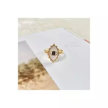 Кольцо для глаз с белой эмалью и цирконом