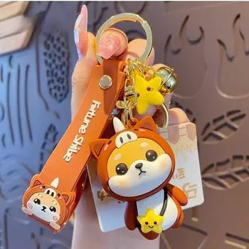 Кольцо для ключей Ashwolf Shiba Inu 12 знаков зодиака, держатель для ключей в машину, сумка, брелок, лошадь, 1 шт., корейские аксессуары для автомобилей