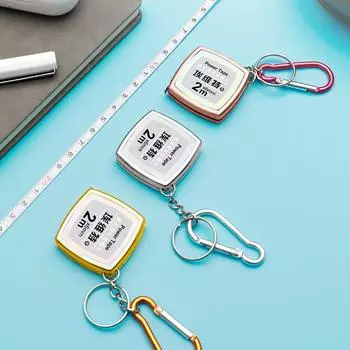 Кольцо для ключей Стальная линейка Мини-маленькая рулетка 2 м Стальная рулетка Коробка-линейка Брелок Стальная рулетка Измеритель талии Измеритель высоты Линейка серебряный