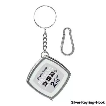 Кольцо для ключей Стальная линейка Мини-маленькая рулетка 2 м Стальная рулетка Коробка-линейка Брелок Стальная рулетка Измеритель талии Измеритель высоты Линейка серебряный