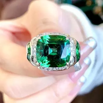 Кольцо для коктейля BELLA BOX Wind Green Tourmaline, модная имитация бриллианта с высоким содержанием углерода, цвет «бабушка», зеленый, королевский, синий, сокровище, девочка зелёный