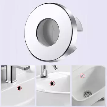 Кольцо для крышки перелива раковины в ванной комнате. Простая установка. Универсальная сменная раковина. серебряный