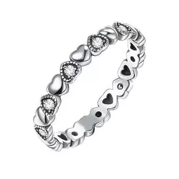 Кольцо для леди на День святого Валентина, серебряное кольцо в форме сердца, украшение из кубического циркония, полированное, предложение о свадьбе US 5