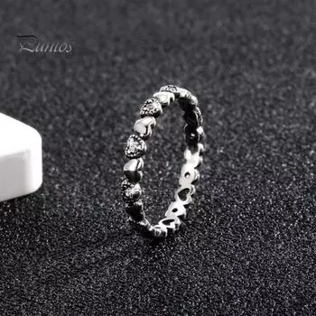 Кольцо для леди на День святого Валентина Серебряное кольцо в форме сердца с кубическим цирконием, полированное кольцо для предложения руки и сердца, подарок на годовщину, ювелирное украшение на палец US 5