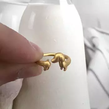 Кольцо для милой собаки таксы opening adjustable серебряный