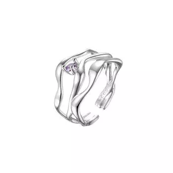 Кольцо для мобильного телефона Star Point, женское кольцо из стерлингового серебра S925, оригинальный дизайн, холодное стильное кольцо с фиолетовым цирконом, нейтральное открытое кольцо Opening is adjustable