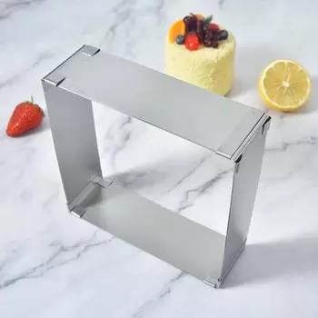 Кольцо для мусса из нержавеющей стали, большой квадрат, регулируемый размер, легко чистится, удобная форма для чистки торта серебряный