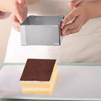 Кольцо для мусса из нержавеющей стали, большой квадрат, регулируемый размер, легко чистится, удобная форма для чистки торта серебряный