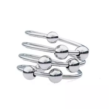 Кольцо для мужского пениса из нержавеющей стали с 8 бусинами, массажное сексуальное приспособление, секс-инструменты для взрослых, альтернативное устройство для достижения кульминации D420-28mmShort6Beads