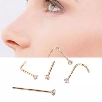 Кольцо для ноздри из циркония, пирсинг из нержавеющей стали, украшения для тела, аксессуары, гвоздь для носа, гвоздик для носа серебряный