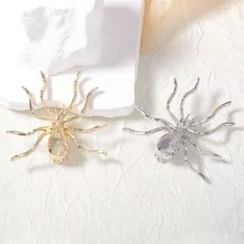 Кольцо для открытия, преувеличенный комплект украшений в виде паука, брошь, серьги-гвоздики в виде насекомых, модное ожерелье в виде паука для девочек Gold Brooch