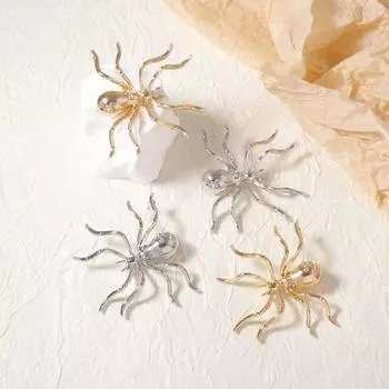 Кольцо для открытия, преувеличенный комплект украшений в виде паука, булавка, насекомое, серьги-гвоздики, винтажное ожерелье в виде паука для вечеринки Gold Brooch