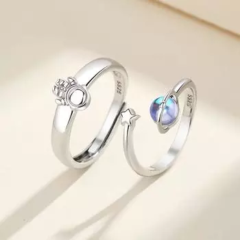 Кольцо для пары Happy Planet Астронавт Лунный камень Пара кольцо для пары Светлое роскошное