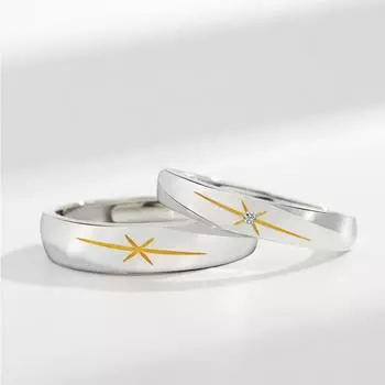 Кольцо для пары из стерлингового серебра 925 пробы с цирконием и звездами для женщин и мужчин, свадебные модные модные украшения Jz227