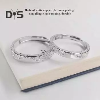 Кольцо для пары Регулируемое открытое кольцо Полированная белая медь Простой стильный жетон на годовщину брака Подарок на свадьбу унисекс Подходящее кольцо Male