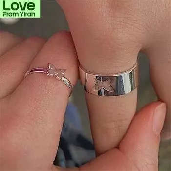 Кольцо для пары в стиле панк, мужское и женское парное кольцо, комбинация Ins Windnet, красное модное индивидуальное кольцо на указательный палец Size look at the pic золотой