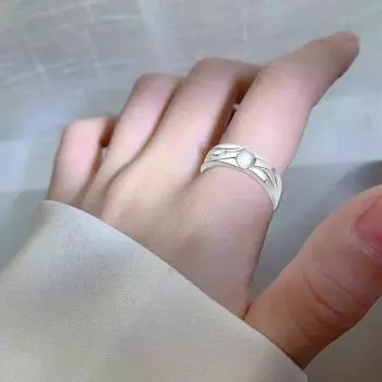 Кольцо для пары, винтажное глазурованное черно-белое искусственное лунное кольцо, регулируемый дизайн открытия, декоративный подарок для студентов чёрный