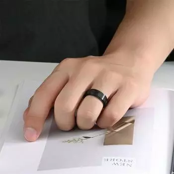 Кольцо для пары, вращающееся в стиле ретро, из нержавеющей стали, с гравировкой, полированное, для снятия стресса, повседневное, для женщин и мужчин, на палец US 11 чёрный