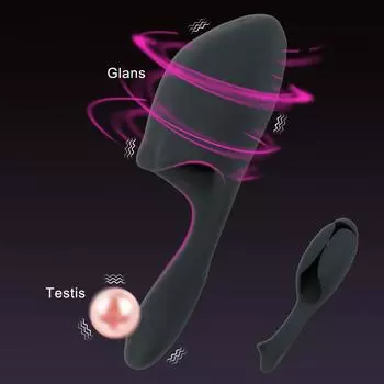 Кольцо для пениса 6+10 режимов Вибратор Тренер для пениса Страпон Массажер для яичек Отсроченная эякуляция Стимулятор головки Лизание Мужская мастурбация Чашка A