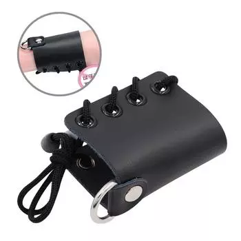 Кольцо для пениса из натуральной кожи, связывающее мошонку, сексуальное мужское кольцо с задержкой, подковообразное кольцо, игрушка SM для пар, сексуальный секс-продукт для взрослых Black Imitation Leather