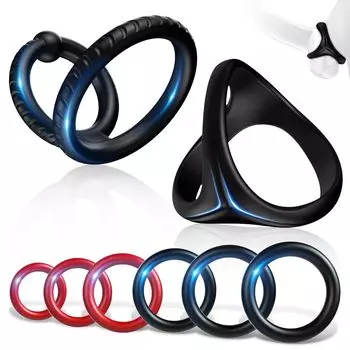 Кольцо для пениса, кольцо для члена, набор из 8 предметов, кольцо для члена, пенис, высокоэластичный силикон, товары для взрослых, секс-игрушки VibuoTek [треугольник + + кольцо] для мужчин