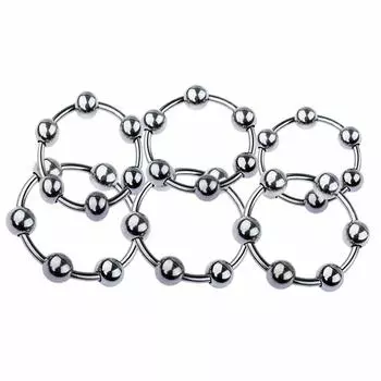 Кольцо для пениса Кольцо для члена Кольцо с 6 бусинами Металл SM Товары Игрушки Нержавеющая сталь Серебро Мужские Мужские