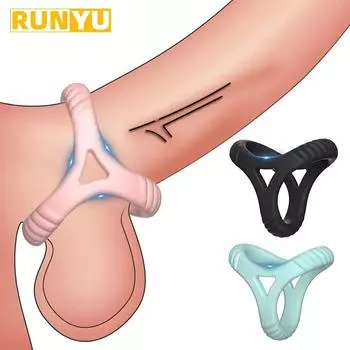 Кольцо для пениса с 3 отверстиями, секс-игрушки для мужчин, задержка эякуляции, эрекция, увеличитель члена, многоразовые кольца для пениса, носилки, массажер 1pc