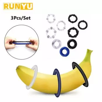 Кольцо для пениса с бусинами, кольцо для пениса, мужская задержка эякуляции, прочное силиконовое кольцо для эрекции, секс-игрушки для мужчин, взрослых, 3 шт./компл. As the picture