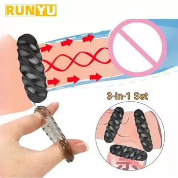 Кольцо для пениса с бусинами, кольцо для пениса, мужская задержка эякуляции, прочное силиконовое кольцо для эрекции, секс-игрушки для мужчин 18 + 3 шт./компл. As the picture