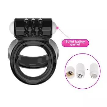 Кольцо для пениса, сексуальное двойное кольцо, мужское кольцо для пениса, мягкие силиконовые секс-игрушки для мужчин, кольца с задержкой времени, вибрация щупальца Black