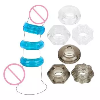 Кольцо для пениса, силиконовый мужской мастурбатор, кристаллическое кольцо для пениса, секс-игрушки для мужчин, 3 шт./компл., товары для взрослых, задержка эякуляции Black