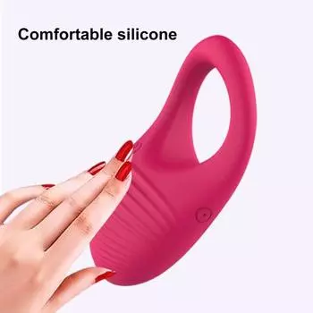 Кольцо для пениса, удобное, водонепроницаемое, розово-красное, пищевое, вибрирующее, задерживающее эякуляцию, дилдо-кольцо для взрослых мужчин