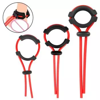 Кольцо для пениса, веревка, силиконовые кольца для пениса, мужское прочное кольцо для пениса, задержка эякуляции, секс-игрушки для взрослых мужчин, регулируемые Red