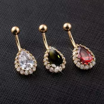 Кольцо для пирсинга пупка из нержавеющей стали с каплями воды для женщин, украшения для тела