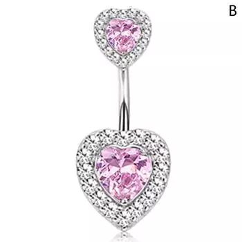 Кольцо для пирсинга пупка с цирконом в форме сердца для женщин, украшения для тела