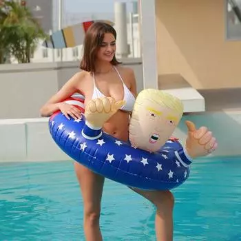 Кольцо для плавания бывшего президента, надувное герметичное утолщенное ПВХ кольцо с изображением большого пальца вверх, персонаж мультфильма, поплавок для бассейна, летние принадлежности для вечеринок 40cm