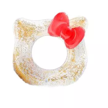 Кольцо для плавания для девочек, кольца для плавания с котенком и кошкой, надувное кольцо для плавания в воде с животными, игрушка-помощник для шин для 4-10 детей 60cm красный/золотой