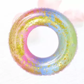 Кольцо для плавания с блестками радужного цвета, поплавок для бассейна, утолщенная полупрозрачная водяная трубка, плот для вечеринок у бассейна в помещении, развлечения